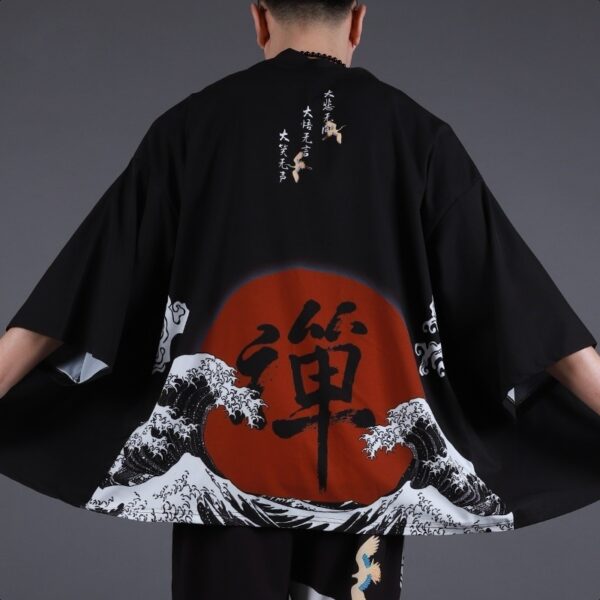 Kimono Jacke Kanagawa Welle und rote Sonne