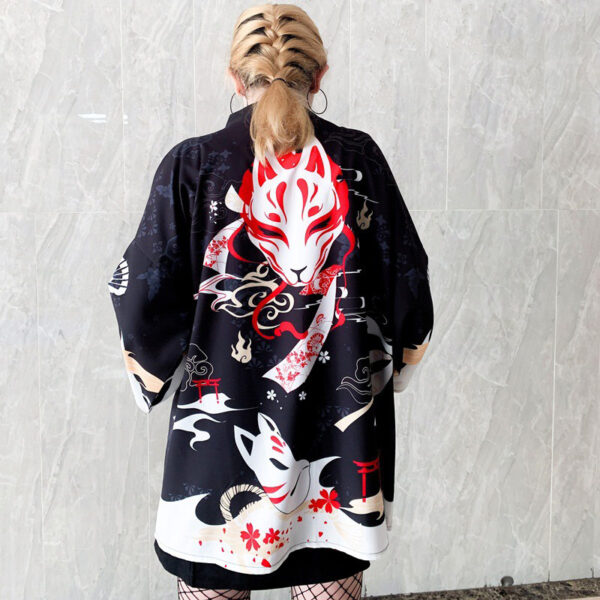 Damen Kimono Jacke Kitsune und Fuchs