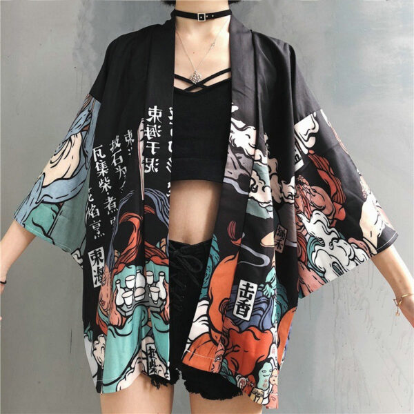 Braune japanische Damen Kimono Jacke