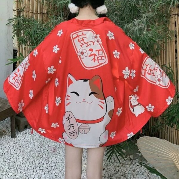 Japanische Kimonojacke für Frauen Maneki Neko